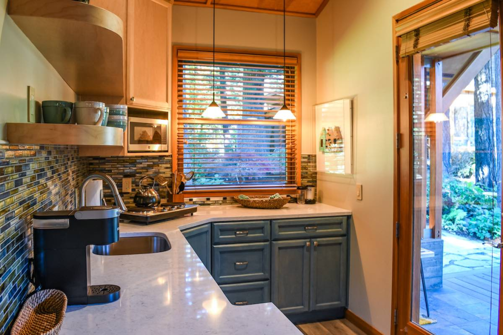 remodeled cabin l shaped kitchen in south carolina