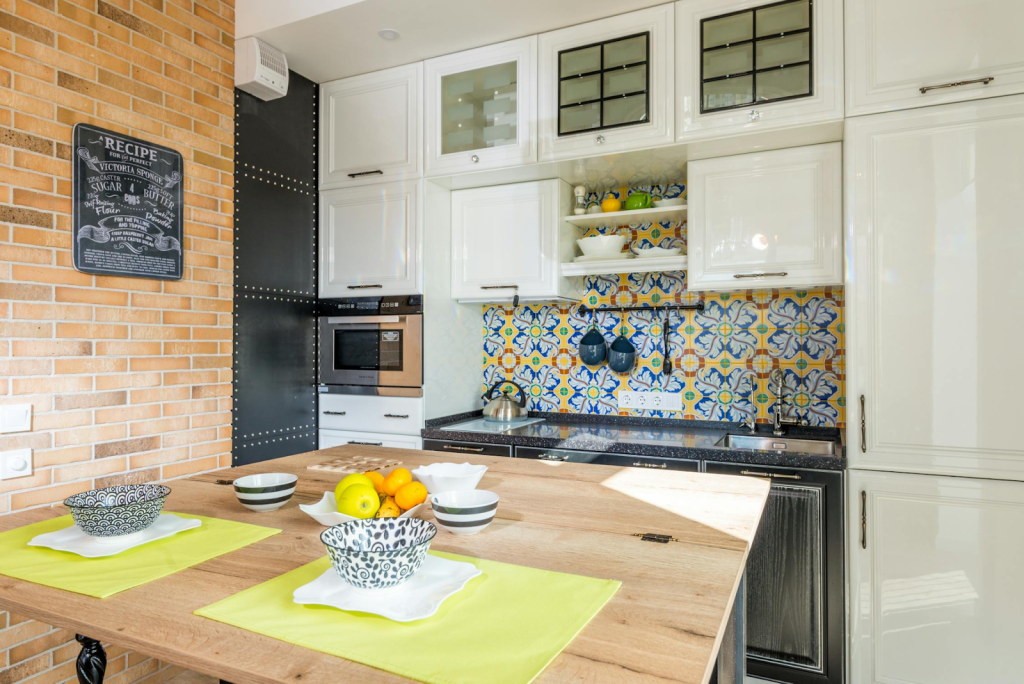 kitchen with butcher block countertop