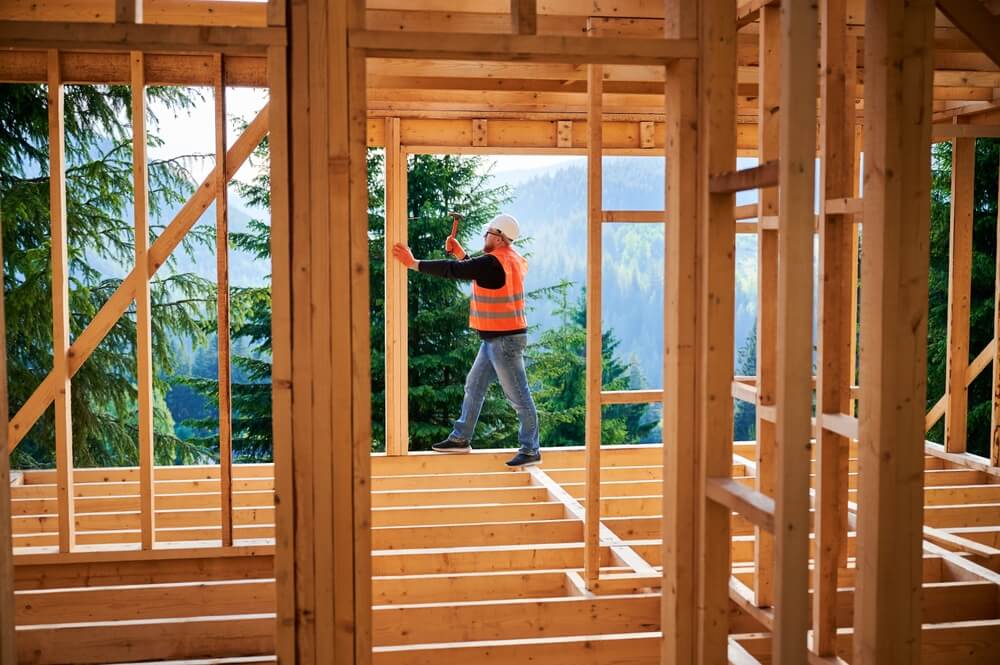 contractor doing a gut renovation for a home in the mountains